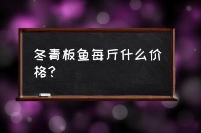 ​青石斑鱼多少钱一斤_冬青板鱼每斤什么价格？